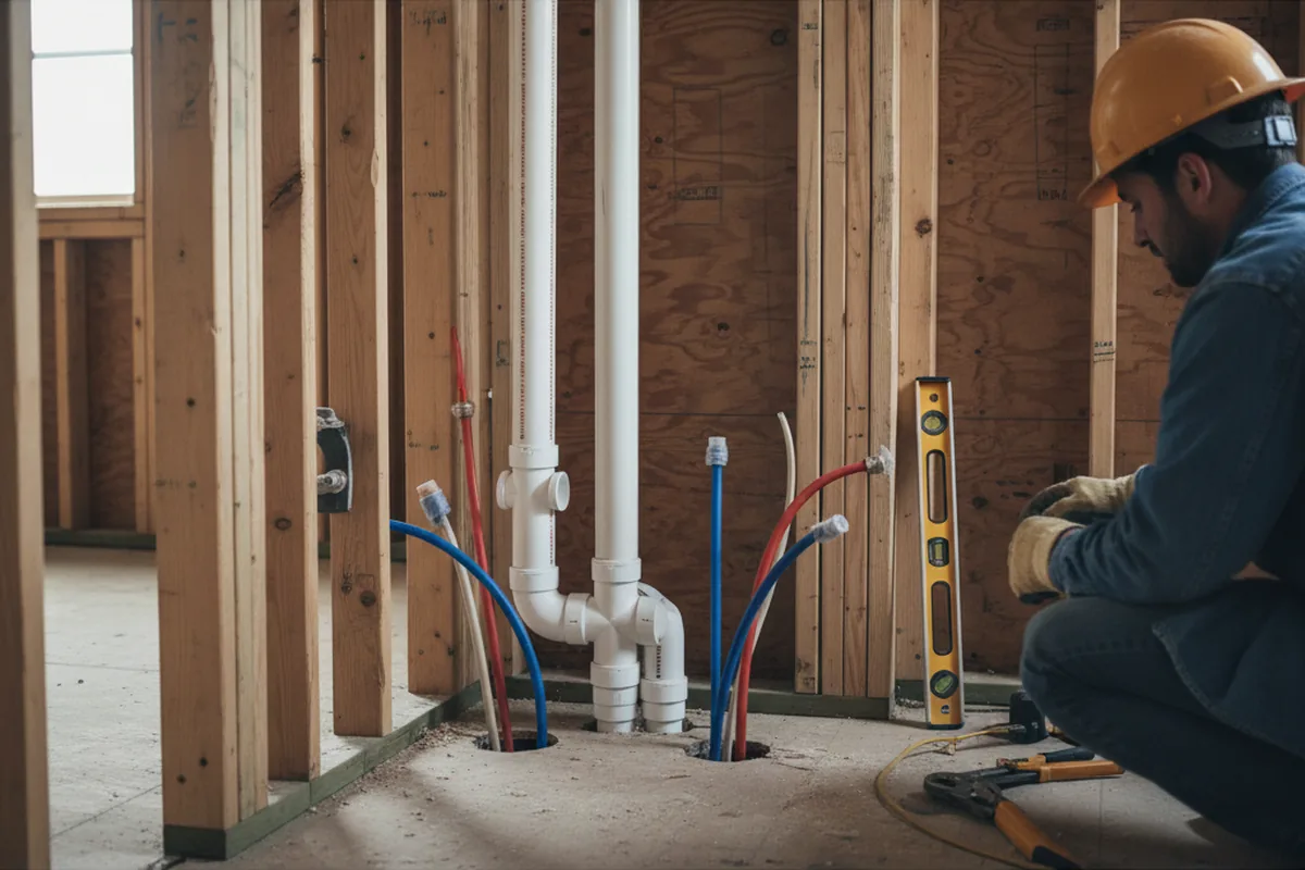 Drain and supply rough-in during Drain Cleaning in Coldwater