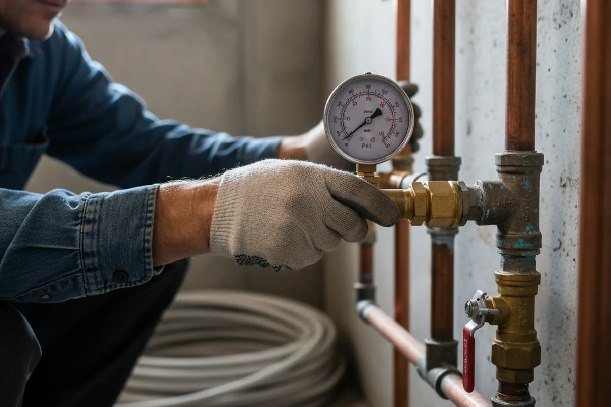 Pressure testing a repaired line during Water Line Repair in Coldwater